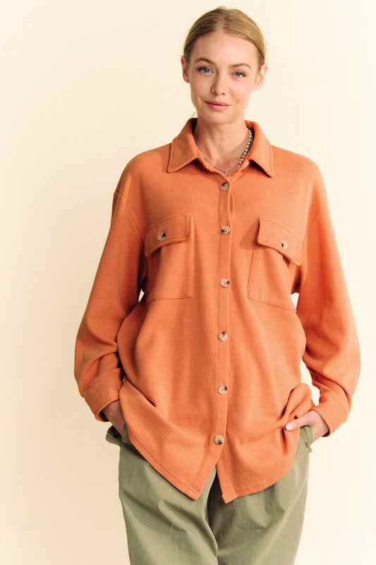 Davi & Dani Waffle-Knit Button Down Shirt