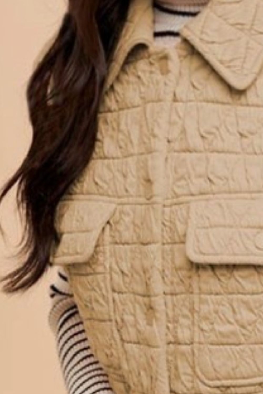 Annie Wear Texture Quilted Snap Down Vest Coat